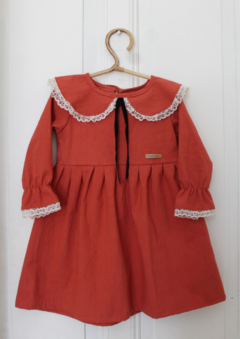 Vestido Terracota- Cuello Baby - comprar online