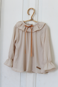 Imagen de Blusa evase gasa arrugada Beige lazo