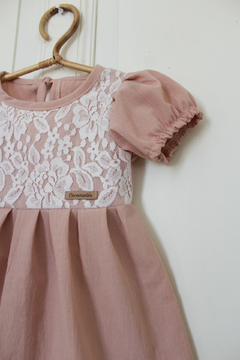 Vestido Rosa manga balloon - comprar online