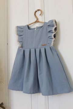 Vestido Aqua volados pompón - comprar online