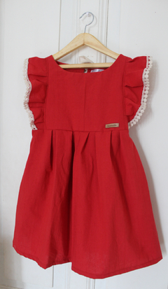 Vestido Rojo volados puntilla - tienda online