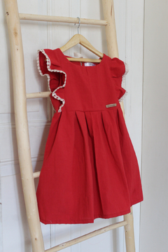 Vestido Rojo volados puntilla