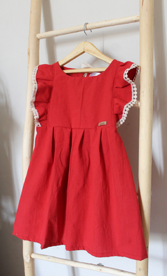 Vestido Rojo volados puntilla