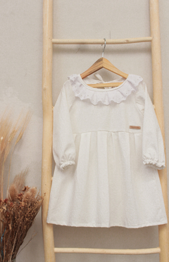 Vestido Blanco Broderie manga larga - tienda online