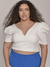 Cropped Decote Profundo e Manga Bufante Plus Size - los wear