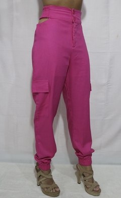 Calças jogger com bolso cargo cor-de-rosa