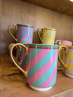 Caneca Grande Stripes Rosa\Verde - Pip Studio