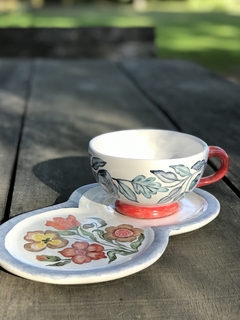 taza y bandeja Flores