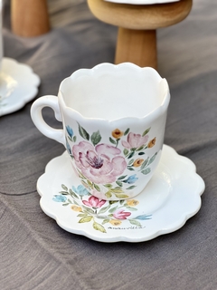 Taza y plato rosa 250 ml