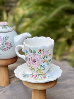 Taza y plato rosa 250 ml - comprar online