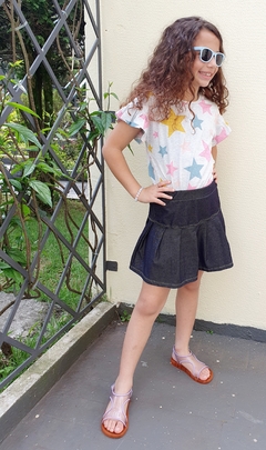 Short Saia Princesa Moleca - malha jeans - comprar online