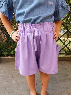 Shorts Bolsos Laterais Lavanda