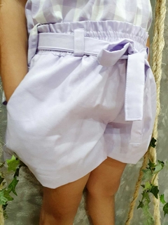 Conjunto Shorts Lilás + Bata Xadrez Lilás na internet