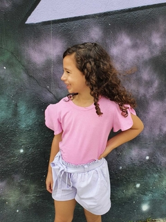 Conjunto Shorts Lilás + T-Shirt Meia Manga - Princesa de Asas