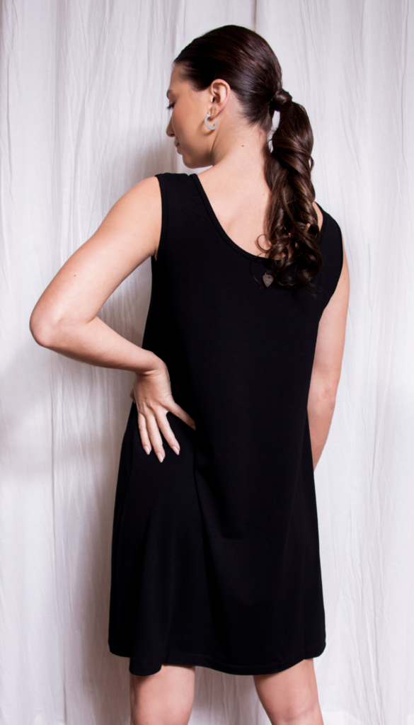 Vestido negro algodon discount corto