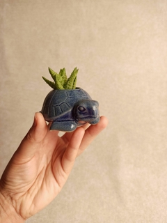 Vaso pequeno tartaruga - azul cristal - Cerâmica Priscilla Ramos