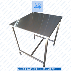 Mesa em Aço Inox 304 1,5mm 800x550x800 Base H