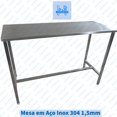 Mesa em Aço Inox 304 1,5mm 850x650x770 Base H - comprar online