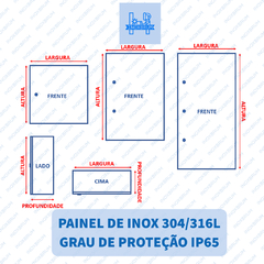 Caixa para Comando (Painel Eletrico) Aço Inox AISI 304 2mm Escovado med. Dimensões: (A) 1200mm x (L) 1200mm x (P) 350mm (cópia) - InoxBrum