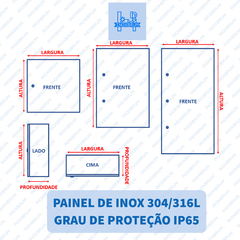 Caixa para Comando (Painel Eletrico) Aço Inox AISI 304 1,2mm Escovado med. Dimensões: (A) 300mm x (L) 400mm x (P) 200mm na internet