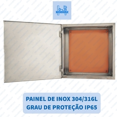 Caixa para Comando (Painel Eletrico) Aço Inox AISI 304 1,5mm Escovado med. Dimensões: (A) 400mm x (L) 300mm x (P) 250mm - comprar online