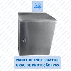 Caixa para Comando (Painel Eletrico) Aço Inox AISI 304 1,5mm Escovado med. Dimensões: (A) 600mm x (L) 400mm x (P) 250mm - InoxBrum