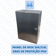 Imagem do Caixa para Comando (Painel Eletrico) Aço Inox AISI 304 1,5mm Escovado med. Dimensões: (A) 600mm x (L) 400mm x (P) 250mm