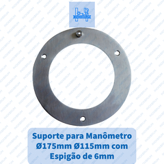 Suporte Espelho para Manômetro Ø175mm Ø115mm em Aço Inox AISI 304 Escovado - comprar online