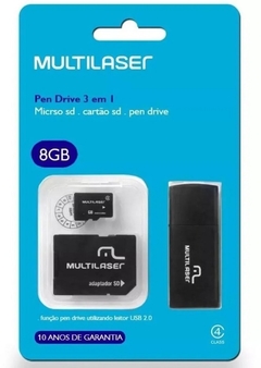 PEN DRIVE 8GB - MULTILASER - 3 EM 1