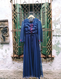 Vestido Vintage Longo Azul Marinho - comprar online