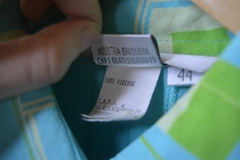 Vestido Viscose Botão Azul Estampado