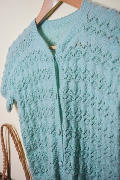 Imagem do Cardigan Verde Turquesa Tricot Botão