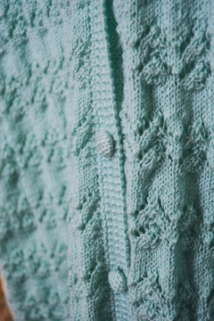 Cardigan Verde Turquesa Tricot Botão - Sampa Époque Semijoias