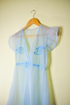 Camisola Vintage Azul Bebê Bordada