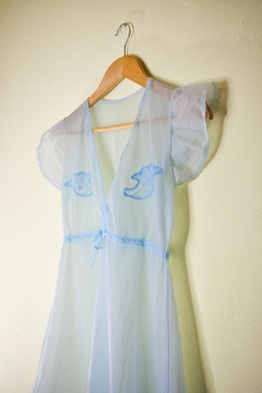 Camisola Vintage Azul Bebê Bordada