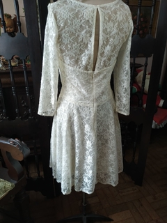 Vestido Renda Manga Comprida Branco Creme - Sampa Époque Semijoias