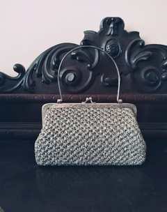 Bolsa Vintage Crochê Metálico Prata