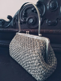 Bolsa Vintage Crochê Metálico Prata