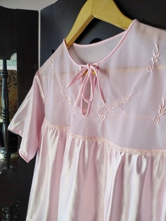 Blusa Vintage Cetim Rosa Tule Bordado - comprar online