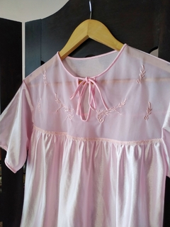 Blusa Vintage Cetim Rosa Tule Bordado na internet