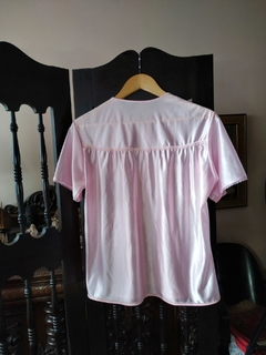 Blusa Vintage Cetim Rosa Tule Bordado - Sampa Époque Semijoias