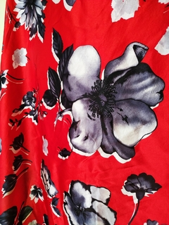 Lenço Turco Seda Vermelho Floral - Sampa Époque Semijoias