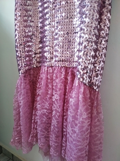 Vestido Vintage Anos 1980 Costureira Paetê Rosa - comprar online