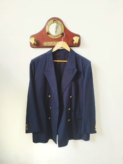 Blazer Alfaiataria Vintage Azul Marinho Botão Dourado