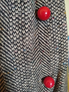 Imagem do Vestido Vintage Tweed Lã Botão Vermelho