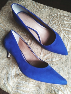 Scarpin Feito à Mão Antique Azul Royal - Sampa Époque Semijoias