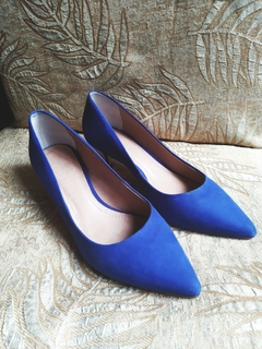 Scarpin Feito à Mão Antique Azul Royal - loja online