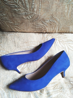 Scarpin Feito à Mão Antique Azul Royal