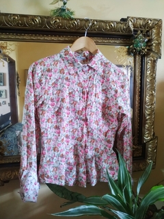 Camisa Manga Longa Floral Rosa Algodão - Sampa Époque Semijoias