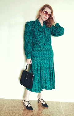 Vestido Vintage Pullsport 1970/1980 Verde Midi